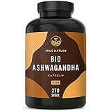 Bio Ashwagandha - 270 Kapseln mit je 650mg - Hochdosiert mit 2600mg pro Tagesdosis - Premium indische Bio Schlafbeere - Vegan, Laborgeprüft, Deutsche Produktion - TRUE NATURE®