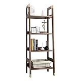 hkwshop Bücherregal/Standregal 4-Regal offener Bücherregalorganisator mit Massivholzrahmenleiter Bücherregal, W 16.9in × H 53.5in × 16.3', Espresso Dekoreg