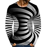 T-Shirt Herren Slim Fit Dünnschliff Persönlichkeit Neuheit 3D Gestreift Druck Herren Base Shirt Rundhals Urban Jugend Streetstyle Casual Atmungsaktiv Herren Longsleeve Shirt TD-04 XXL