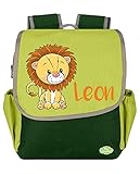 Mein Zwergenland Kindergartenrucksack Happy Knirps NEXT mit Name Löwe, 6L, Grü