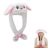 PenuSpt Bunny Hat hasen mütze bewegliche ohren Niedlicher Hasen Plüsch Hut Tolles Geschenk für Kinder Mädchen Freundin (weiß)