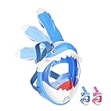 SECOOL Tauchmaske Kinder Schnorchelmaske Tauchermaske Vollmaske mit Hai-Design-180 ° Breites Sichtfeld und Abnehmbare Kamerahalterung, Anti-Fog und Anti-Leck, Vollgesichtsmaske für 4-10 J