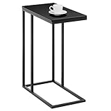IDIMEX Beistelltisch Debora, praktischer Wohnzimmertisch in C-Form, schöner Couchtisch Tischplatte rechteckig in schwarz, eleganter Sofatisch mit Metallgestell in schw