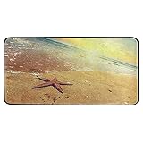 ALAZA Fußmatte mit Seestern, Sonne, Strand, Küche, Vorleger, rutschfest, für Wohnzimmer, Schlafzimmer, 100 x 50