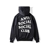 Unisex Männer Frauen Hüfte Pop Pulli Mit Kapuze Sweatshirt Sport Mantel Jacke Mädchen Anti Social Club Hoodie (Schwarz, L)