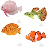 Numama Künstliche Fische für Aquarien, Dekoration für Aquarien, bunt, Dekoration, Landschafts-Ornamente, schwimmend, 4-teiliges S