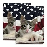 Hülle Für Ipad 10.2 Hülle Katze Amerikanische Flagge Hintergrund Kompatibel Mit Ipad 8. Gen (2020) / 7. Gen (2019) Mit Stifthalter, Schutzhülle Für Ipad 2020 & 2019