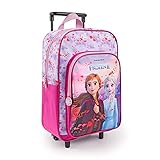 Frozen Kindergartenrucksack Mädchen 3 4 5 6 Jahre - Eiskönigin Kinderrucksack mit 2 Rollen und Fronttasche - Kleinkind Rollrucksack Trolley Backpack Kindergarten mit Anna Elsa - 36x25x12