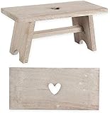 DRULINE Deko Hocker Holzhocker Schemel Herz Blumenhocker Shabby Chic HA-001HS N