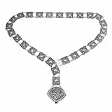 DZX Mode Kette Taille, Vintage Style Türkische Zigeuner überzogene Legierung Bauch Taillenkette für Frauen Strand Bauch Gürtel Sonnenschein Party Körperkette Schmuck (Silber)