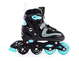 BESTIF Inliner für Kinder und Erwachsene Inline Skates 4in1 Rollschuhe Schlittschuhe Verstellbar (Schwarz-Türkis, 30-33)