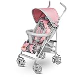 Lionelo Elia Buggy klein zusammenklappbar Kinderwagen Buggy bis 15 kg Rücken und Fußstützenverstellung Hinterradbremse Moskitonetz Beinwärmer Regenschutz Einkaufskorb (Tropical Pink)