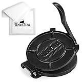 Uno Casa Tortilla Presse 20 cm - Hochleistungs-Gusseisen Tortilla Maker - Bonus 100 Stk. Pergamentpap