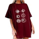 aijofi Vintage Oberteile Damen Lustig Streetwear Oversized Tshirt Sonne Mond Motiv Sportshirt Kurzarm Sport Oberteile Sweatshirt Rundhals Oberteile Teenager Mädchen Top Lang