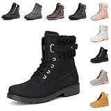 Winterstiefel Damen Gefüttert Stiefeletten Winterschuhe Kurzschaft Schneestiefel Warme Ankle Boots Outdoor Wanderschuhe Stiefel 04 Schwarz 39 EU