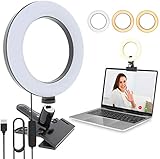 CAIFU Ringlicht, 16 cm (6,3 Zoll) LED-Ringlicht, Foto-Video-Beleuchtungs-Set, 3 dimmbare Farben, Selfie-Licht mit Klemme, 10 Helligkeitsstufen für Selfie, Vlog
