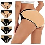 5er Pack Unterwäsche Damen Unterhosen Baumwolle Stretch Slips Seamless aus Weichem Mid-Waist Pantys Slip Damen Unterhosen Slip Damen Seidige Berührung High Waist Taillenslip Unterwäsche U