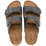 ONCAI Herren Arizona Hausschuhe Pantoletten Schlappen Sommerschuhe Flache Sandalen Sommer Kork Sandalen Mit Verstellbarer Rieme Grau EU Größe 47