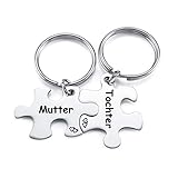 JSDDE Pärchen Schlüsselanhänger mit Gravur Mutter, Tochter Süße Puzzle Anhänger mit Creative Design Keychain Schlüsselringe Schlüsselbund Geschenk für MAMA T