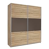Dynamic24 Schwebetürenschrank 175x197x 59 cm Kleiderschrank Schiebetüren Eiche Sonoma Dekor Schrank b