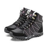 TREWQ Damen Winterschuhe Mit Warm GefüTtert Schneestiefel Wasserdicht rutschfest Wanderschuhe Trekkingschuhe Winter Warme LäSsige Sportschuhe,Grau,36 EU