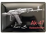 Metall Schild 20x30cm Kalaschnikow Ak-47 Waffen Sturmgewehr Tin Sig