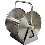 HTSSM Schlauchwagen, professionelle tragbare Wand- / Boden-Schlauchtrommel aus Edelstahl mit Griff, große Kapazität, platzsparend Geeignet für den G