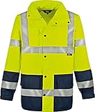 Vizwell Warnschutz-Regenjacke,Atmungsaktiv, Wind- und wasserdicht Gelb-Marine Gr.S - 3XL (XL)