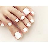 Yienate Falscher Nagel für Zehen Chic Exquisite Braut Weiß Fake Nagel für Zehen Vollständige Abdeckung Nagelspitzen Fußnägel 24S
