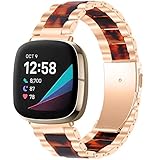 GhrKwiew Ersatzband Für Fitbit Sense 3 Armband, Stylish Resin Ersatz Armbänder Metal Link Armband Schnellverschluss Ersatzarmband für Fitbit Sense/Versa 3 (L06)