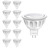 Torkase LED GU 5.3 MR16 Spots Lampe 2700-Kelvin Warm Weiß Reflektor 5W Ersetzt 50W Halogenlampe 450lm LED Strahler 12V 120 Grad, 10 Stück