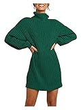 GYQWJPC Pullover Damen Langarm Baggy übergroße Rollkragenpullover-Pullover-Kleid-Jumper Damenpullover (Color : Dark Green, Size : XL)
