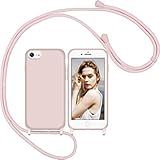 Nupcknn Liquid Silikon Handykette Hülle für iPhone 7/8/SE 2020 Hülle Necklace(abnehmbar) Hülle mit Kordel zum Umhängen Handy Schutzhülle mit Band (Rosegold)