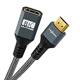 Twozoh 8K HDMI-Verlängerungskabel, HDMI 2.1 Stecker auf Buchse, Nylon Braided HDMI Extender Kabel, unterstützt 8K@60Hz 4K@120Hz (1,5M)