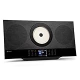 auna Swing Vertikal Kompaktanlage - Internet Stereoanlage, DAB+ Radio mit FM-Tuner, CD-Spieler, Bluetooth, MP3, USB-Anschluss, AUX, inkl. Fernbedienung, schw