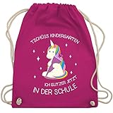 Shirtracer Schulkind Einschulung und Schulanfang - Einschulung Einhorn Tschüss Kindergarten Schultüte - Unisize - Fuchsia - turnbeutel einschulung - WM110 - Turnbeutel und Stoffbeutel aus Baumw