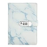 OVBBESS Tagebuch, A5, Marmor, Textur, Notizbuch, mit Zahlenschloss, persönliches Reisetagebuch, Büro, Notizblock, Agenda – B