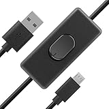 Akasa USB 2.0 Typ A auf Micro-B Kabel mit Schalter | USB-Netzschalter für Raspberry Pi 4 Modell B | Netzkabel | 150 cm | AK-CBUB58-15B