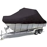 FBKPHSS 17-27FT Boot Persenning, Premium wasserdichte Bootspersenning aus Oxford-Stoff 210D Heavy Duty Bootsabdeckung für V-Rumpf Ruderboot Angelboot,Schwarz,25to27FT