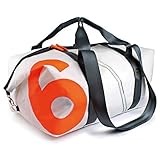 360° Grad Sport-tasche-XL, Rucksack groß, Unisex aus Segeltuch Kutter XL weiß mit Zahl Neon Orange; wetterfest,