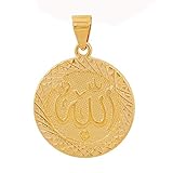 Leiouser Anniyo Gold Farbe Allah Anhänger Halskette Kette für Herren Mittleren Osten arabischer Schmuck Damen Herren Muslimische Artikel Islamartik