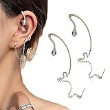 YYUI Novel Snake-Shape Earring, Snake Earrings Ear Cuff, Chain Earrings Ear Crawler Earrings for Women, Elegant Snake Shape Zircon Earring, Vintage Snake Earrings Jewelry Gifts (2pcs)