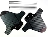 INION - 2 x Stück Mud Guard SCHWARZ Schutzblech Carbon Look Spritzschutz MTB Kotflügel für Vorne und Hinten inkl. 8X Kabelb