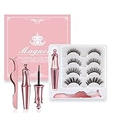 Magnetische Wimpern, Upgraded Magnetische Wimpern Eyeliner, 3D Magnet Wimpern und Eyeliner Kit, Wasserfeste Natürliche Magnetische Wimpern（4 Parr)