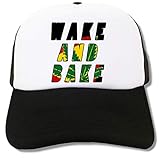 Atprints Wake and Bake Weed Ganja Smokers Slogan top Trucker Cap Baseball H