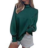 Damen Bluse Damenblusen Damen Chiffon Classic Bluse Elegante Rüschenbluse Festliche Blusen Damen Langarm T Shirt Hemdbluse Frauen Ol Tunika Blusenshirt (Color : Green, Einheitsgröße : XL)