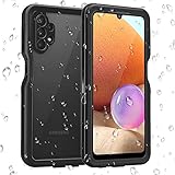 ShellBox Samsung A32 5G Hülle IP68 wasserdichte Handyhülle Samsung Galaxy A32 5G Hülle Silikon mit Eingebautem Displayschutz Ganzkörper Shockproof 360 Grad kompatibel Samsung A32-Schwarz (Black)