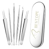 Mitesserentferner Komedonenquetscher Set Pinzetten Set - Blackhead Remover mit Metall-Box aus Hochwertiger Edelstahl 6 Stück