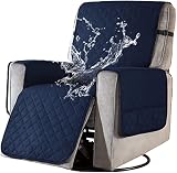 Wasserdicht Sesselschoner für Fernsehsessel Relaxsessel, 1 Sitzer Fernsehsessel Überwurf mit Taschen Sesselauflage Relax rutschfest Sesselüberwurf Armlehnenschoner für Hunde H