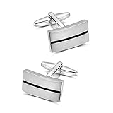 Mr.Van Manschettenknöpfe Herren, Klassisch Schwarz Streifen Cufflinks für Festival Geburtstag Weihnachten Geschenk Tanzparty (Metall)